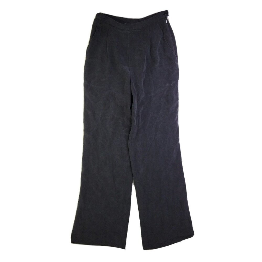 Lauren Ralph Lauren Women's 4 Black 100% Silk Dress Pants Pleated Front Side Zip